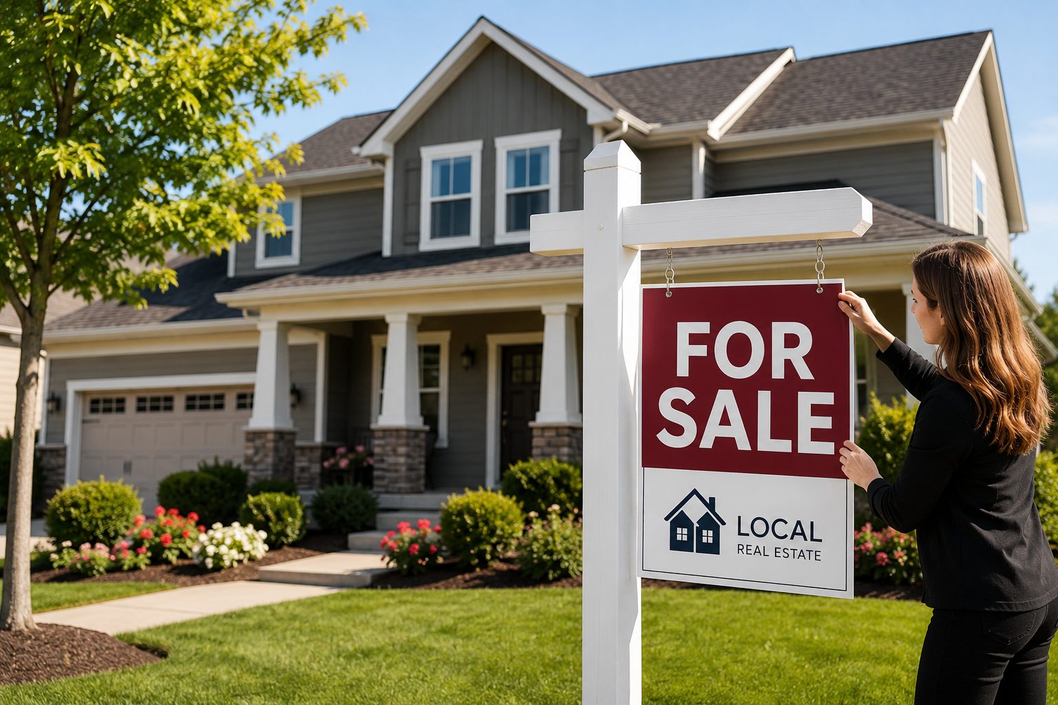 Northwest Indiana home prepared for sale with professional real estate signage